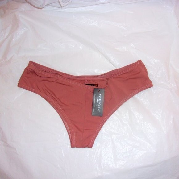 Youmita Cedarwood Plunge Cage Front 32B Bra & Small V-Cut Bikini Panties NWT - Picture 5 of 11